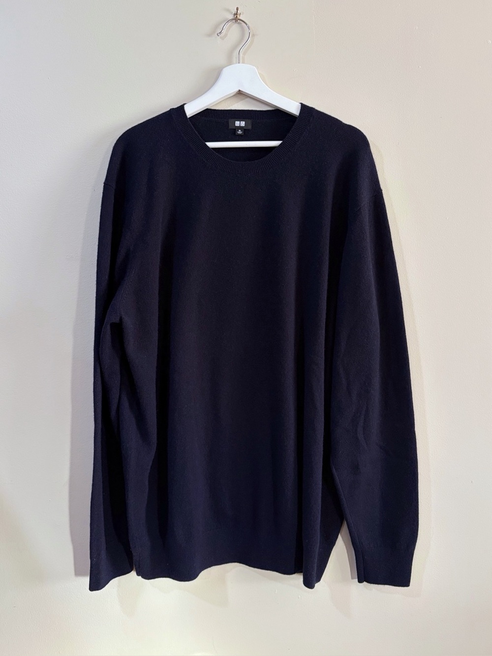 Uniqlo Men XL Navy 100% Cashmere Crewneck Sweater Quiet Luxury Old Money